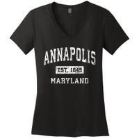 Annapolis Maryland Md Vintage Established Sports Women's V-Neck T-Shirt