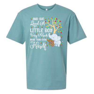 Autism Mom Mother Awareness Elephant Autistic Mom Autism Gift Sueded Cloud Jersey T-Shirt