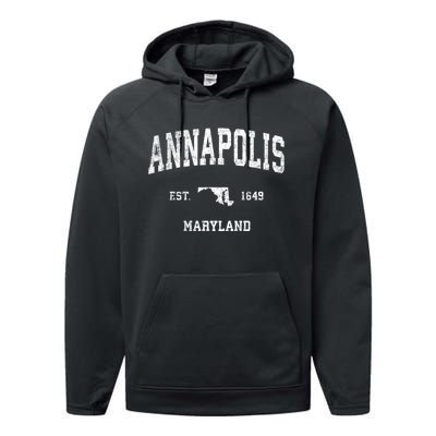 Annapolis Maryland Md Vintage Sports Performance Fleece Hoodie