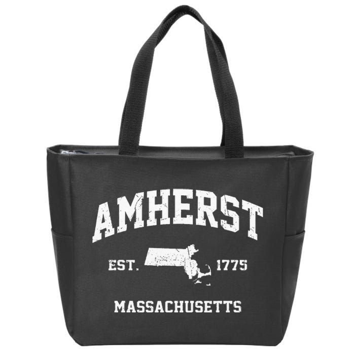 Amherst Massachusetts MA Vintage State Athletic Style Zip Tote Bag