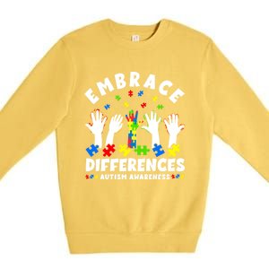 Autism Mom Mother Mama Embrace Differences Gift Premium Crewneck Sweatshirt