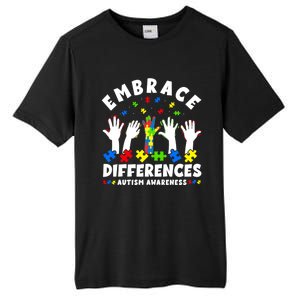 Autism Mom Mother Mama Embrace Differences Gift Tall Fusion ChromaSoft Performance T-Shirt