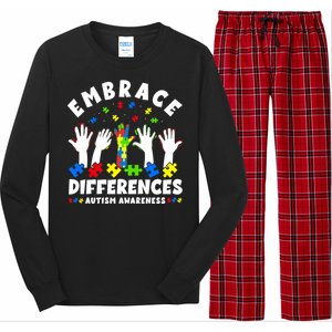 Autism Mom Mother Mama Embrace Differences Gift Long Sleeve Pajama Set