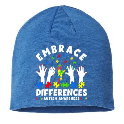 Autism Mom Mother Mama Embrace Differences Gift Sustainable Beanie