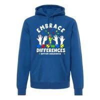 Autism Mom Mother Mama Embrace Differences Gift Premium Hoodie