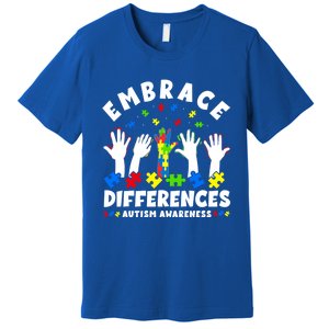 Autism Mom Mother Mama Embrace Differences Gift Premium T-Shirt