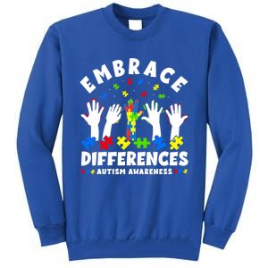 Autism Mom Mother Mama Embrace Differences Gift Tall Sweatshirt