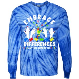 Autism Mom Mother Mama Embrace Differences Gift Tie-Dye Long Sleeve Shirt