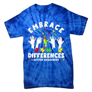 Autism Mom Mother Mama Embrace Differences Gift Tie-Dye T-Shirt