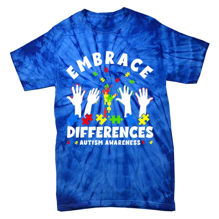 Autism Mom Mother Mama Embrace Differences Gift Tie-Dye T-Shirt