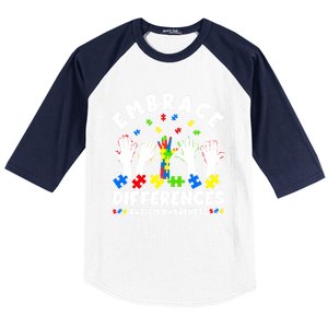 Autism Mom Mother Mama Embrace Differences Gift Baseball Sleeve Shirt