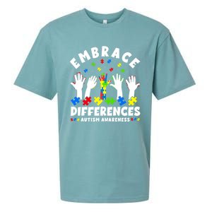 Autism Mom Mother Mama Embrace Differences Gift Sueded Cloud Jersey T-Shirt