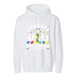 Autism Mom Mother Mama Embrace Differences Gift Garment-Dyed Fleece Hoodie