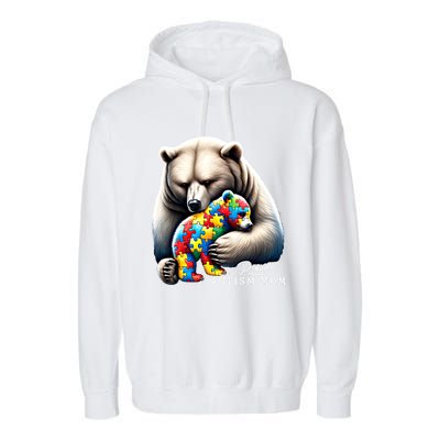 Autism Mama Mom Bear YouLl Never Walkalone Mom Autistic Cute Gift Garment-Dyed Fleece Hoodie