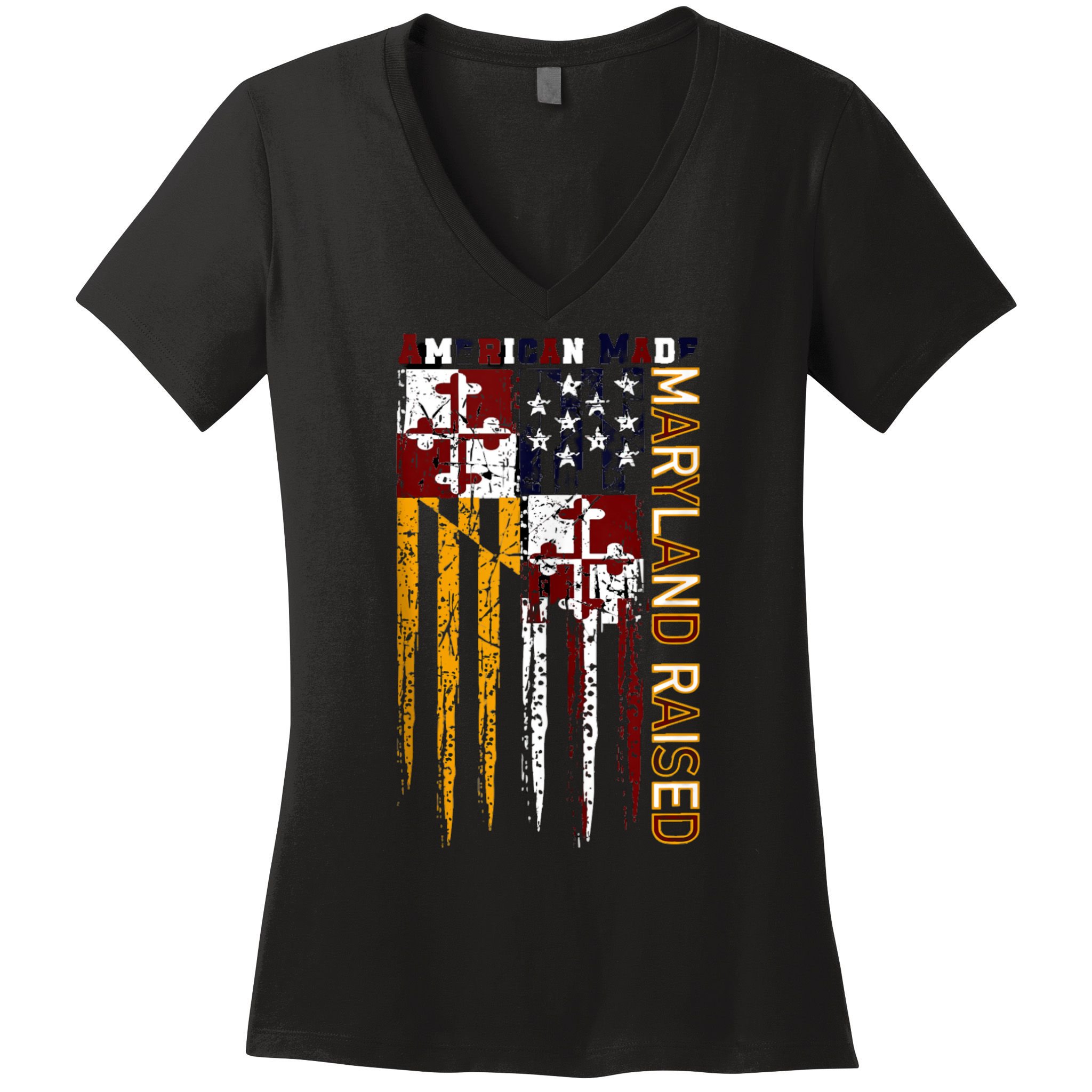 American Made Maryland Raised Women's V-Neck T-Shirt
