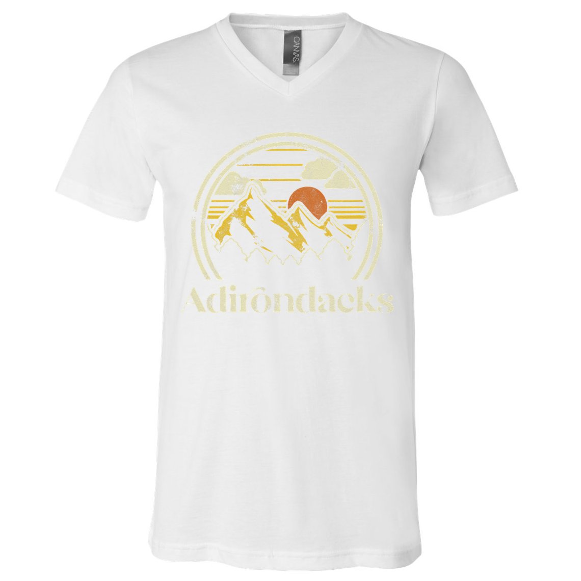 Adirondacks Mountains New York Vintage Hiking Camp Retro V-Neck T-Shirt