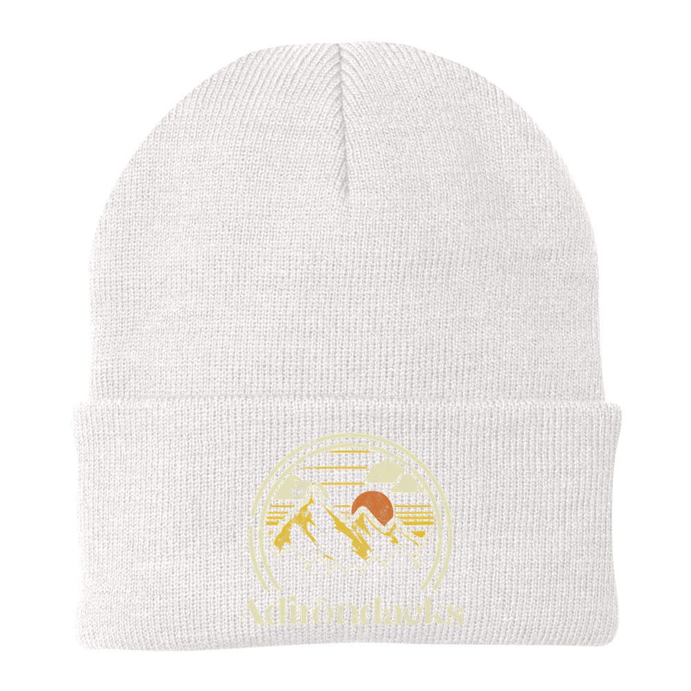 Adirondacks Mountains New York Vintage Hiking Camp Retro Beanie