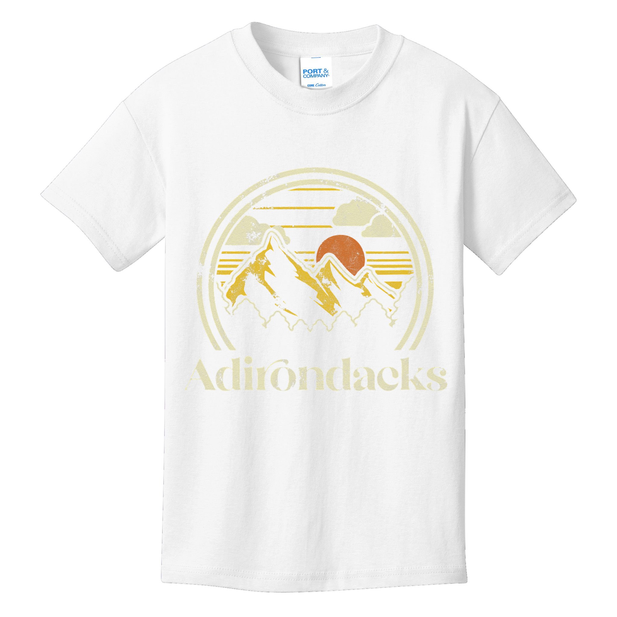 Adirondacks Mountains New York Vintage Hiking Camp Retro Kids T-Shirt