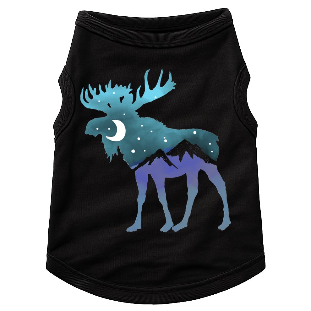 Artistic Moose Night Sky Moon And Stars Retro Graphic Cute Gift Doggie Tank