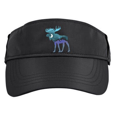 Artistic Moose Night Sky Moon And Stars Retro Graphic Cute Gift Adult Drive Performance Visor