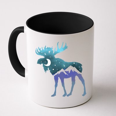 Artistic Moose Night Sky Moon And Stars Retro Graphic Cute Gift Mug