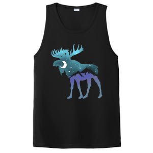 Artistic Moose Night Sky Moon And Stars Retro Graphic Cute Gift PosiCharge Competitor Tank