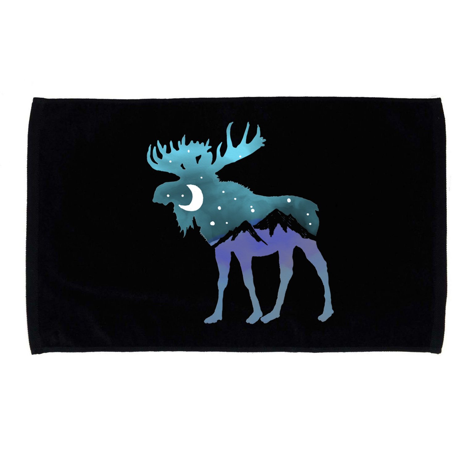 Artistic Moose Night Sky Moon And Stars Retro Graphic Cute Gift Microfiber Hand Towel