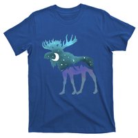 Artistic Moose Night Sky Moon And Stars Retro Graphic Cute Gift T-Shirt