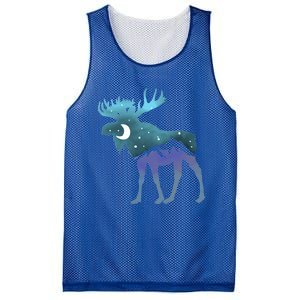 Artistic Moose Night Sky Moon And Stars Retro Graphic Cute Gift Mesh Reversible Basketball Jersey Tank