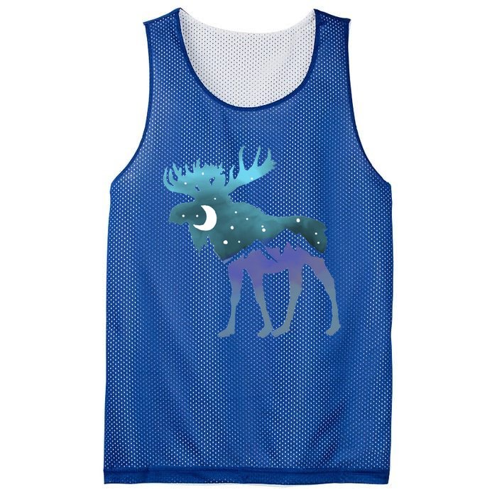 Artistic Moose Night Sky Moon And Stars Retro Graphic Cute Gift Mesh Reversible Basketball Jersey Tank