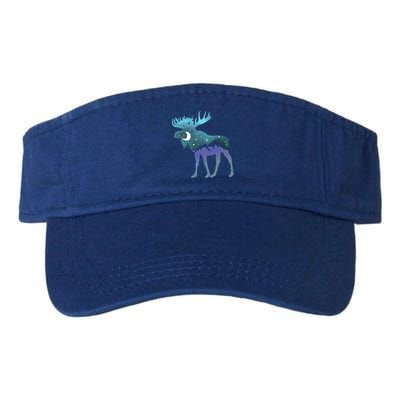 Artistic Moose Night Sky Moon And Stars Retro Graphic Cute Gift Visor