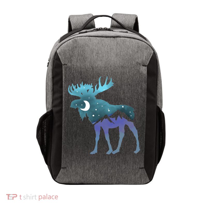 Artistic Moose Night Sky Moon And Stars Retro Graphic Cute Gift Vector Backpack