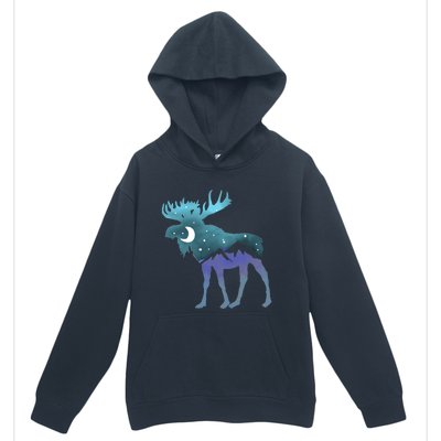 Artistic Moose Night Sky Moon And Stars Retro Graphic Cute Gift Urban Pullover Hoodie