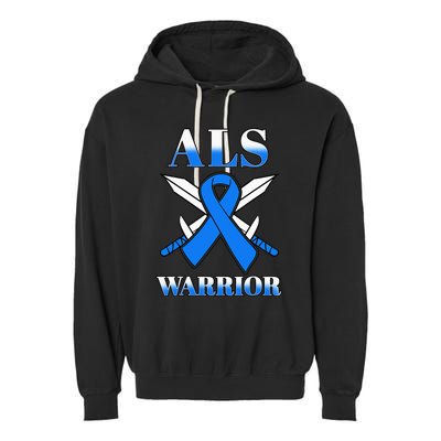 ALS Motor Neurone Disease Amyotrophic Lateral Sclerosis Blue Garment-Dyed Fleece Hoodie