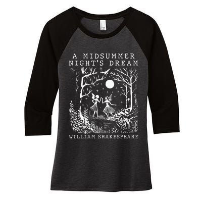 A Midsummer Nights Dream Shakespeare Women's Tri-Blend 3/4-Sleeve Raglan Shirt