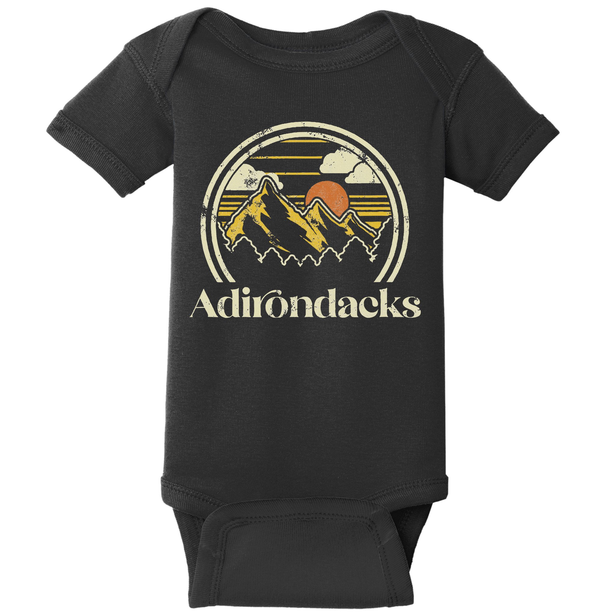 Adirondacks Mountains New York Vintage Hiking Camp Retro Baby Bodysuit
