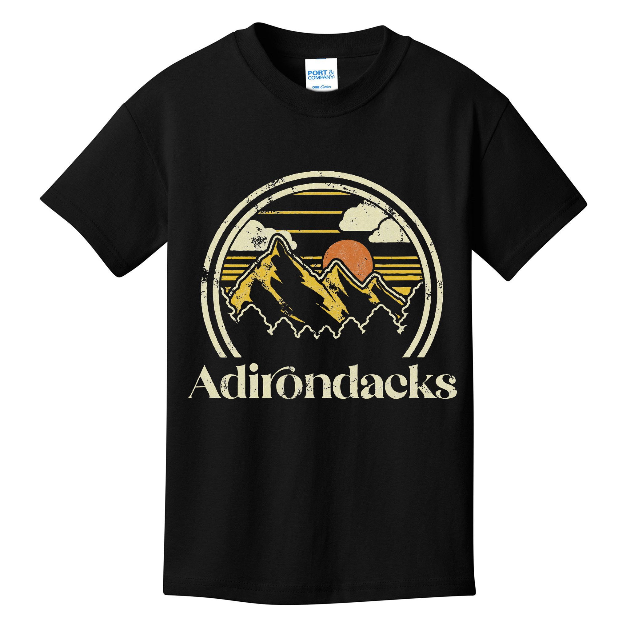 Adirondacks Mountains New York Vintage Hiking Camp Retro Kids T-Shirt