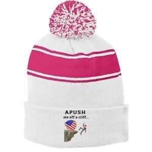 Apush Me Off A Cliff 2024 Ap Exam For Students Funny Stripe Pom Pom Beanie