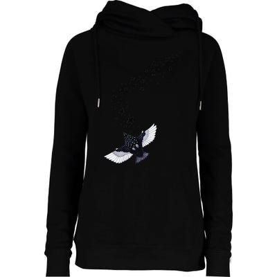A Murmuration Of Starlings Womens Funnel Neck Pullover Hood