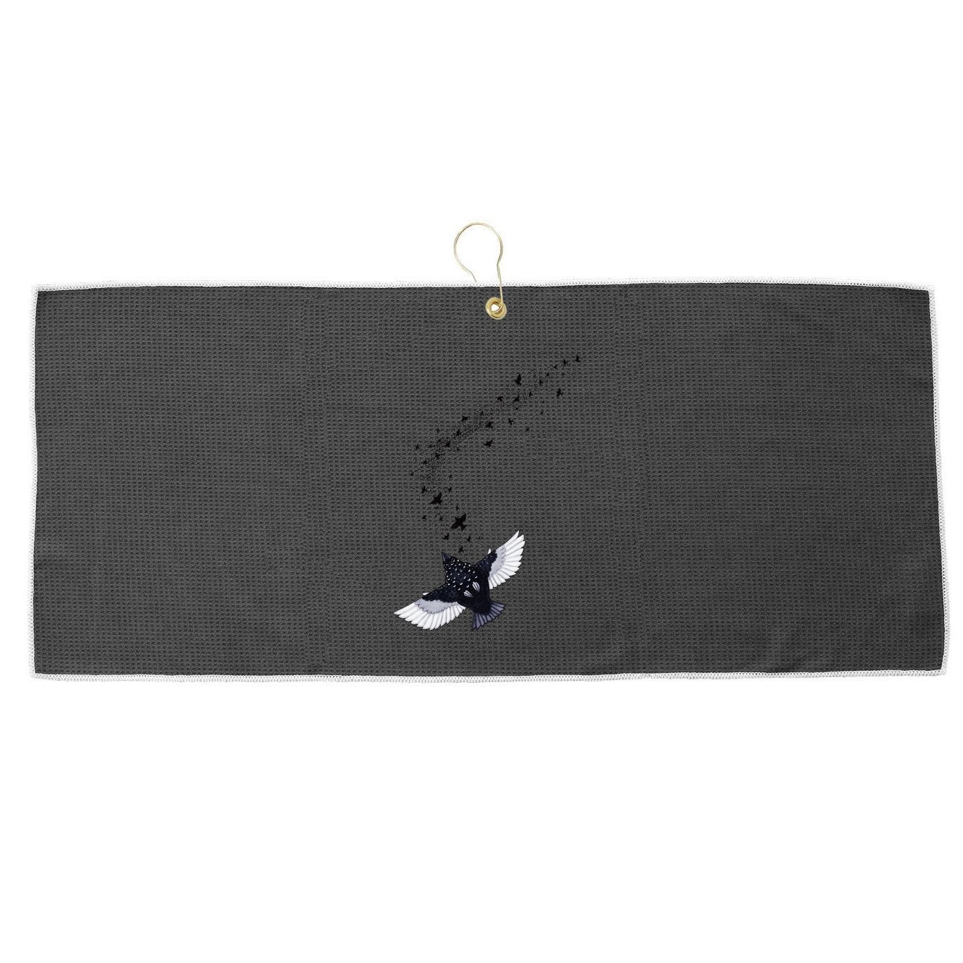 A Murmuration Of Starlings Large Microfiber Waffle Golf Towel