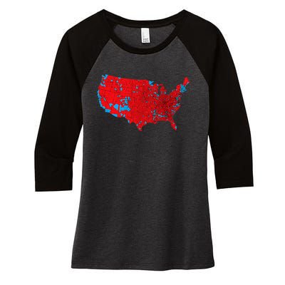 Accurate Map Of 2024 Election Results Women's Tri-Blend 3/4-Sleeve Raglan Shirt