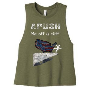 APUSH Me Off A Cliff Funny AP US History Women's Racerback Cropped Tank