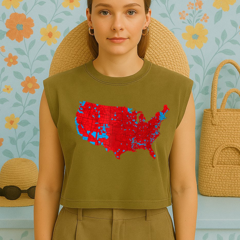 Accurate Map Of 2024 Election Results Garment-Dyed Women's Muscle Tee