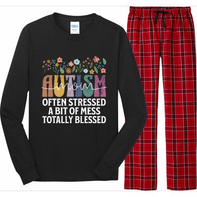 Autism Mom Often Stressed A Bit Of A Mess Totally Blessed Long Sleeve Pajama Set