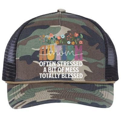 Autism Mom Often Stressed A Bit Of A Mess Totally Blessed Retro Rope Trucker Hat Cap