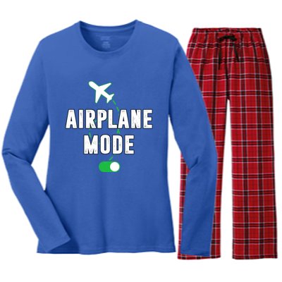 Airplane Mode On Summer Vacation Gift Women's Long Sleeve Flannel Pajama Set 