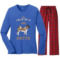 Akita Mom Or Akita Dad For Japanese Akita Or American Akita Gift Women's Long Sleeve Flannel Pajama Set 