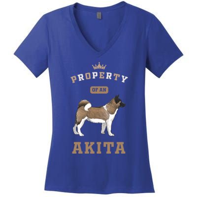 Akita Mom Or Akita Dad For Japanese Akita Or American Akita Gift Women's V-Neck T-Shirt