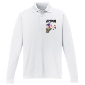 Apush Me Off A Cliff 2024 Ap Exam For Students Funny Trendy Performance Long Sleeve Polo