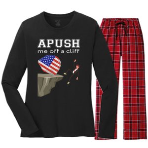 Apush Me Off A Cliff 2024 Ap Exam For Students Funny Trendy Women's Long Sleeve Flannel Pajama Set 